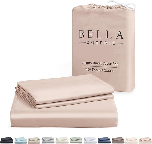Bella Coterie Luxury Bamboo Viscose California King Size Duvet Cover Set | 100% Organically Grown | Corner Ties | Ultra Soft | Cooling | Two Pillow Shams | 106 x 94 | No Insert [Dusty Rose]