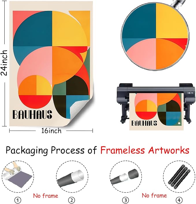 Colorful Geometric Wall Art Blue Orange Color Block Prints Abstract Shaped Picture Trendy Bauhaus Print Bauhaus Exhibition Poster Abstract Geometric Print Mid Century Modern Artwork 16x24in No Frame