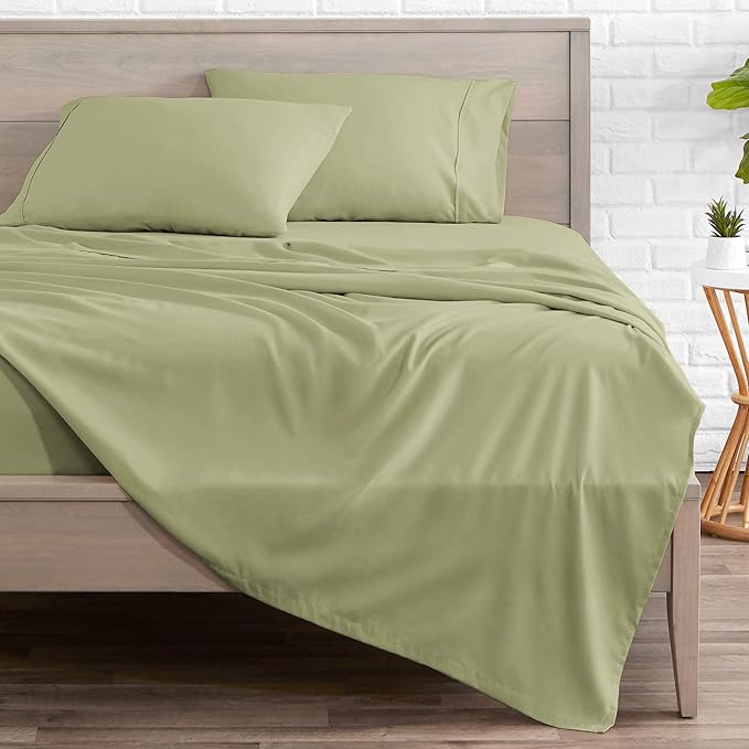 Bare Home Twin XL Sheet Set - 1800 Ultra-Soft Microfiber Twin Extra Long Bed Sheets - Double Brushed - Deep Pockets - Easy Fit - 3 Piece Set - Bedding Sheets & Pillowcases (Twin XL, Sage)