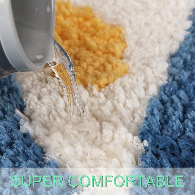 Hi Space Bathroom Rugs 24x16IN Blue Leaves Bath Mat for Bathroom Non Slip Machine Washable Soft Microfiber Absorbent Cute Bath Rug Plush for Tub Shower Sink Fluffy Home Decor Accessories