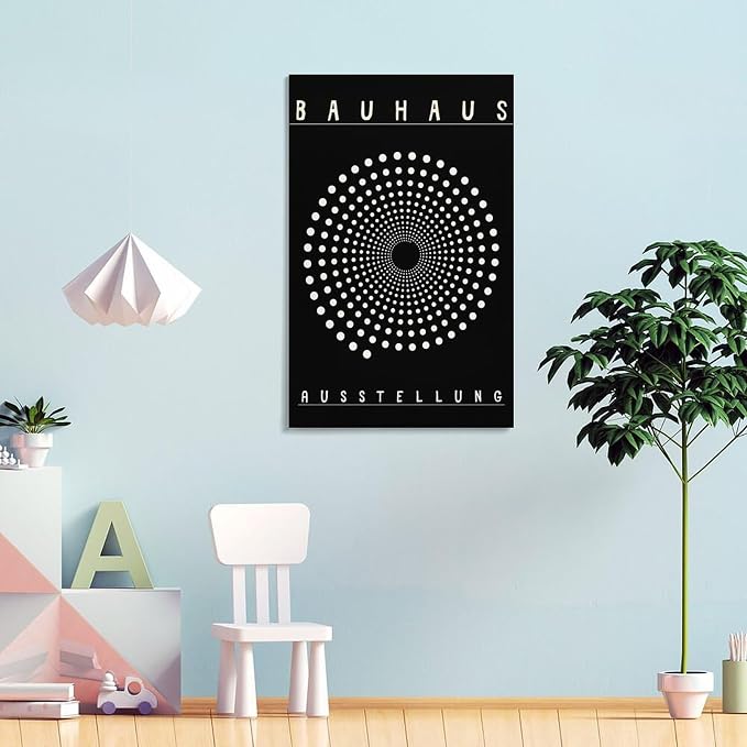Bauhaus Print Poster,black And White Poster,Abstract Art,Minimalist,Stylish Mid Century Art Canvas Wall Art Print Poster For Home School Office Decor Frame-style 12x18inch(30x45cm)