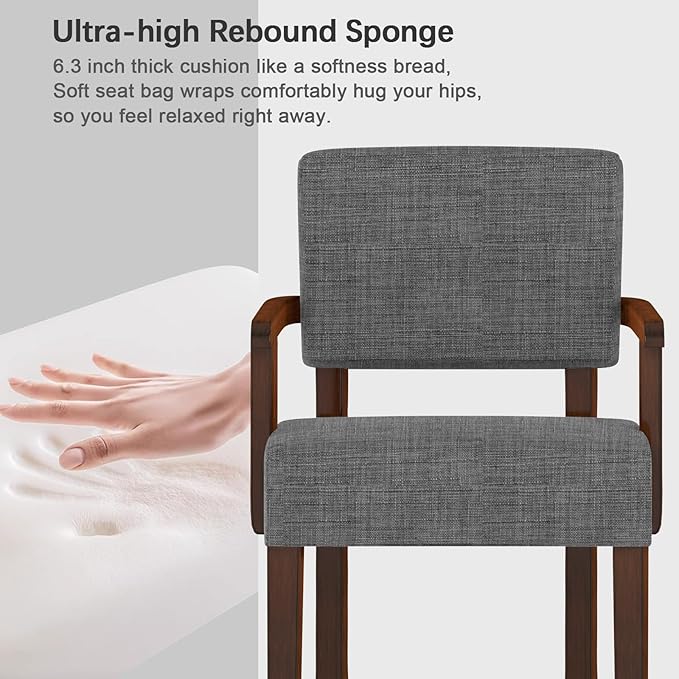 Accent Chair,Armchairs with Solid Wood Frame and Legs,Upholstered Reading Leisure Chair for Bedroom,Office,Waiting Room (Linen, Gray, One Chair)