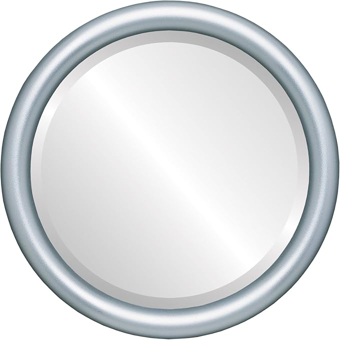 OVALCREST Round Wooden Beveled Wall Mirror for Home Decor, Bathroom, Vanity, Bedroom, Living Room, Hallway - Silver Spray - 20x20 Outside Dimensions