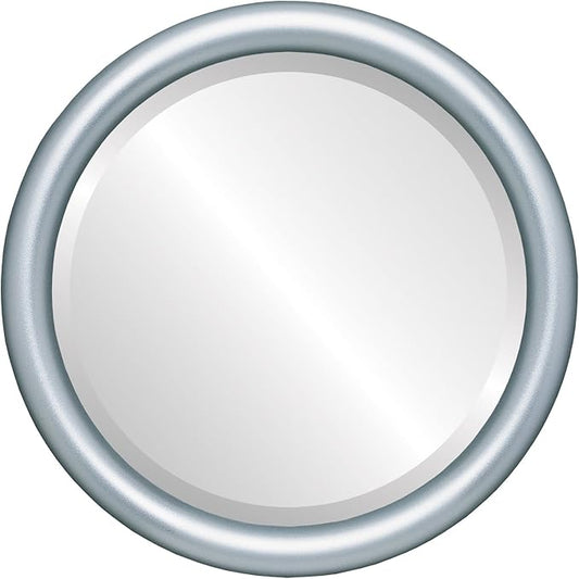 OVALCREST Round Wooden Beveled Wall Mirror for Home Decor, Bathroom, Vanity, Bedroom, Living Room, Hallway - Silver Spray - 20x20 Outside Dimensions