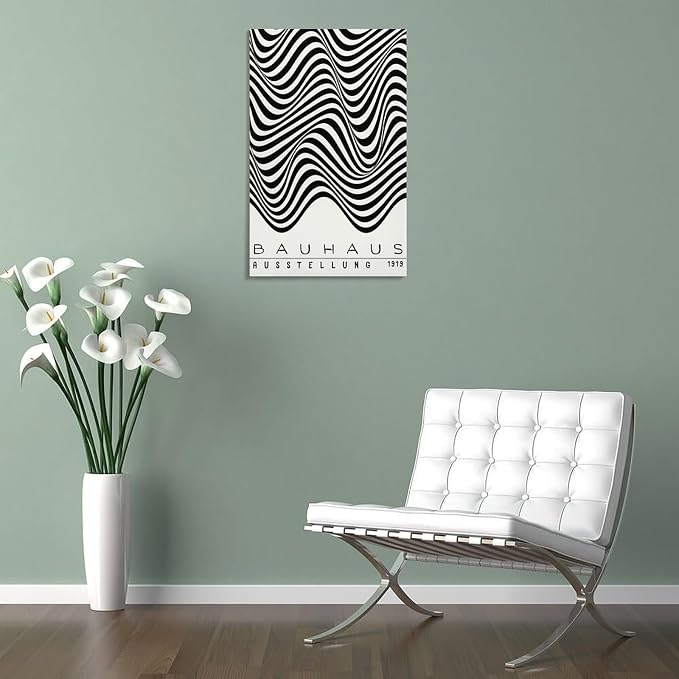 Bauhaus Print Poster,black And White Poster,Abstract Art,Minimalist,Stylish Mid Century Art Canvas Wall Art Print Poster For Home School Office Decor Frame-style 20x30inch(50x75cm)