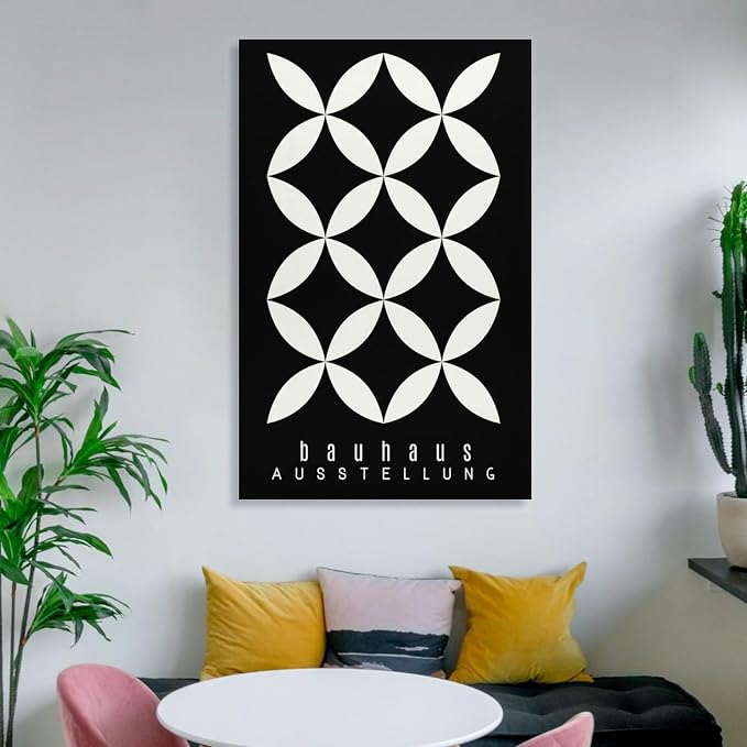 FideMm Bauhaus Print Poster,black And White Poster,Abstract Art,Minimalist,Stylish Mid Century Art Poster for Room Aesthetics Canvas Wall Art Poster And Print Frame-style 20x30inch(50x75cm)