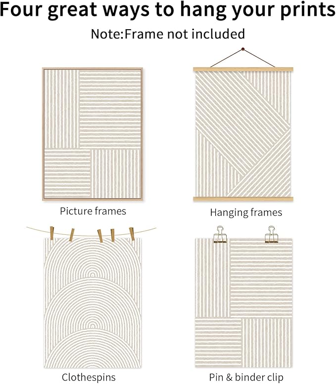 Beige Abstract Wall Art Pictures Set of 3 Boho Modern Canvas Wall Decor Neutral Line Wall Art Minimalist Art Abstract Beige Prints Painting Modern Artwork for Living Room Bedroom 12x16 Inch Unframed