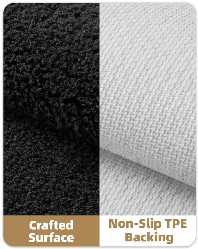 Color&Geometry Simple and Stylish Large Bath Mats for Bathroom Non Slip, 20"x32" All Black Bathroom Rugs, Absorbent, Soft, Washable, Microfiber Shower Mat