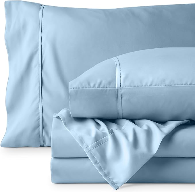 Bare Home Twin XL Sheet Set - 1800 Ultra-Soft Microfiber Twin Extra Long Bed Sheets - Double Brushed - Deep Pockets - Easy Fit - 3 Piece Set - Bedding Sheets & Pillowcases (Twin XL, Light Blue)