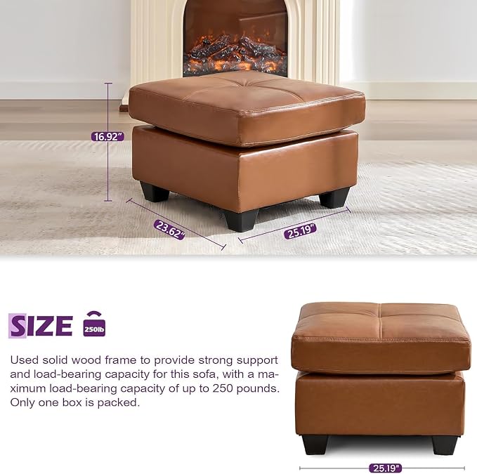 TYBOATLE Oversized Accent Chair with Ottoman, Wide Chaise Lounge Chair Indoor, Mid-Century Modern Armchair with Pockets, Leather Comfy Chairs for Bedroom, Living Room, Office
