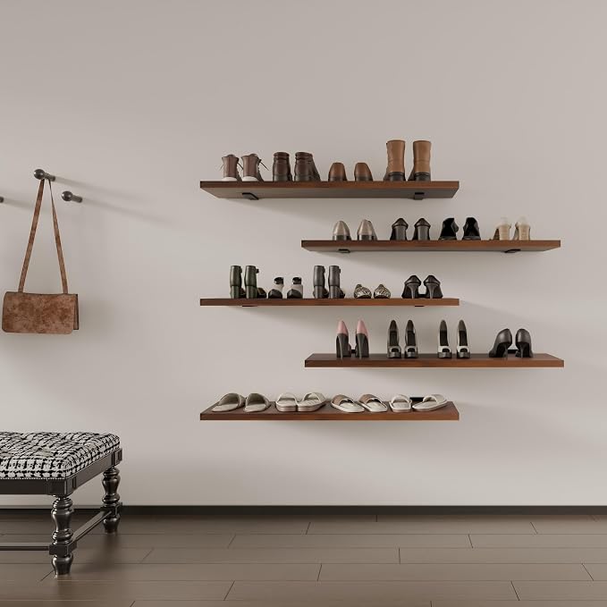 5 Tier Book Shelf,Long Floating Shelf for Wall 36 inch,Wall Mounted Bookshelf with Heavy Duty Brackets,Large Bookcase