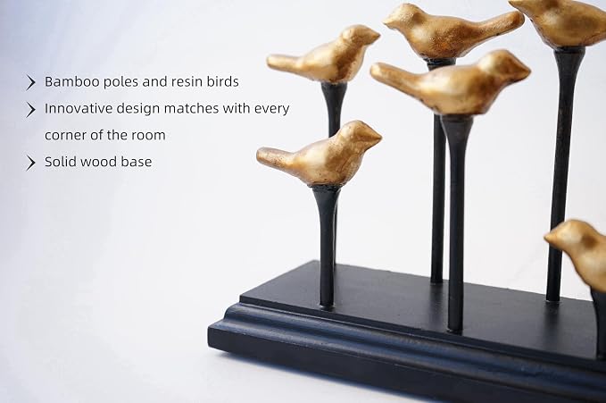 Wooden Base Golden Birds on Branch Vertical Decorative Napkin Holder