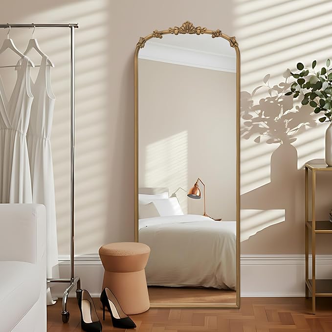 Besdomus Full Length Gold Mirror: 56''x21'' Baroque Antique Floor Mirror - Traditional Ornate Vintage Long Mirrors for Dressing Room/Bedroom/Living Room/Entryway/Hallway/Wall/Home Decor