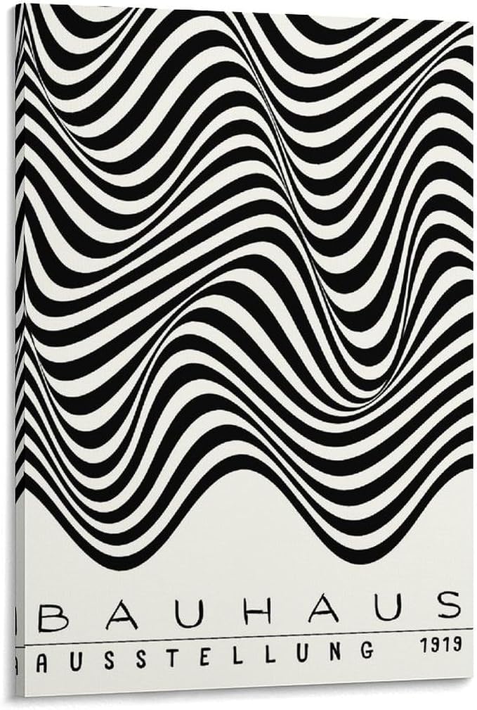 Bauhaus Print Poster,black And White Poster,Abstract Art,Minimalist,Stylish Mid Century Art Canvas Wall Art Print Poster For Home School Office Decor Frame-style 20x30inch(50x75cm)
