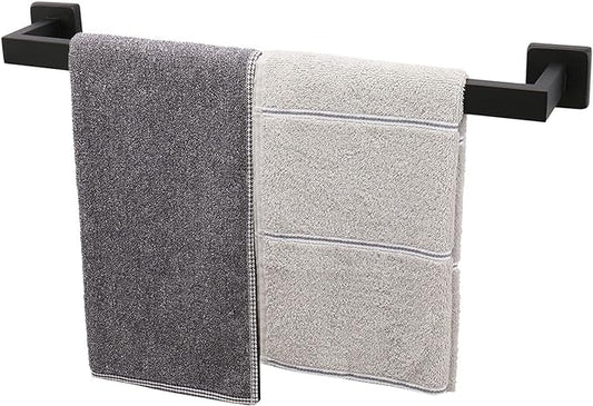 TocTen Bath Towel Rack - Square Base Thicken SUS304 Stainless Steel Towel Bar for Bathroom, Bathroom Accessories Towel Rod Heavy Duty Wall Mounted Towel Holder. (Black, 20)