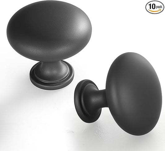Lardmon 10 Pack Dark Gunmetal Gray Round Cabinet Knobs 1.2 Inch(30.5mm) Dia. Drawer Knobs Modern Single Hole Cabinet Pulls Solid Kitchen Knobs Cabinet Handles Heavy Duty Kitchen Hardware for Dresser