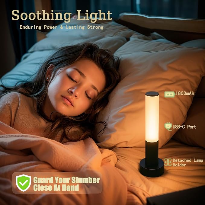 Portable Rechargeable Led Night Lamp with 3 Way Dimmable Desk Lamp Touch Control Eye-Caring Table Lamp for Home Office Bedroom Bedside&Baby Nursery