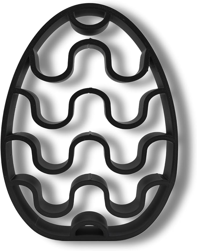 Easter Egg Sculpture – Minimalist Decorative Accent for Spring & Year-Round Home Decor | Collectible Design | Modern Holiday Display (Chevron Stripes Matte Black)