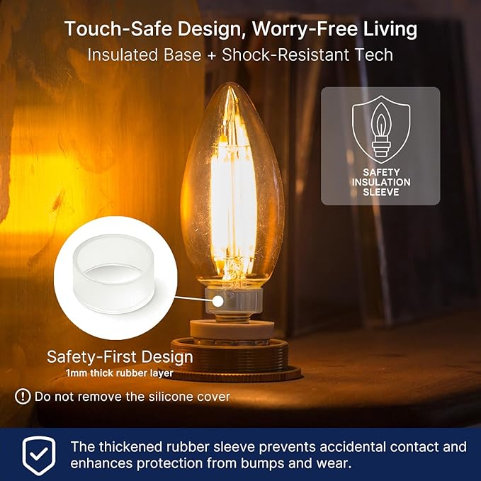 FLSNT 48 Pack LED Candelabra Bulbs 60W Equivalent, B11 Dimmable LED Chandelier Light Bulbs, E12 Base, 2700K Soft White UL,CA65 Listed.
