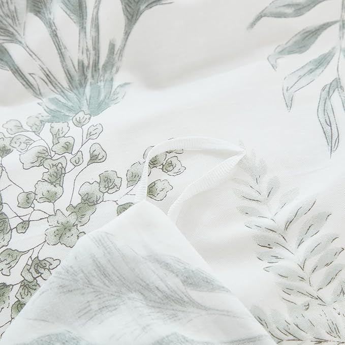 100% Cotton Duvet Cover King Size Sage Green Floral Bedding Set Reversible Botanical Comforter Cover 3 Pcs Vintage Cottagecore Aesthetic Soft Bedding Sets for All Season