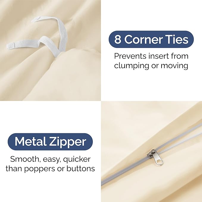 Duvet Cover Twin/Twin XL Size - Extra Soft Twin/Twin XL Size Duvet Cover - Breathable, Easy Care and Fade Free with Zipper Closures & Ties - 68" x 90" Inches - (Off White) Comforter Not Included