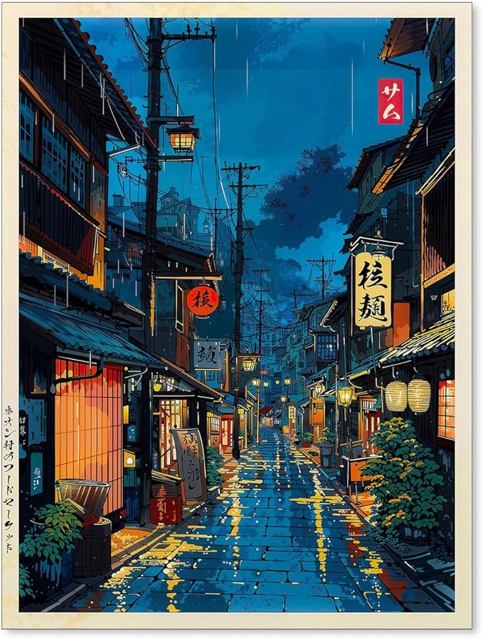 Podafu Japanese Tokyo Tea House Canvas Wall Art - 10L" x 8W" - Unframed - Traditional Japanese Art - Nature - Bedroom, Living Room, Kitchen, Office