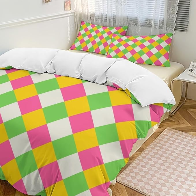 Rainbow Duvet Cover Set, Rainbow Lines Pattern Spectrum of Colors Abstract Art Decorative，Aesthetic Abstract Art Bedding 3 Piece (1 Duvet Cover 102"x90" + 2 Pillow Sham 20"x30")
