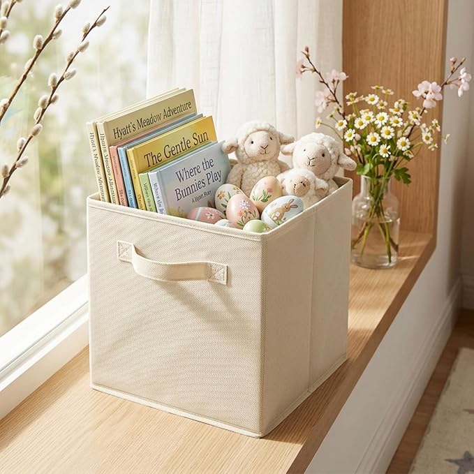 ShellKingdom Foldable Fabric Storage Cubes And Cloth Organizer Drawer For Closet And Toys, 6 Pack (Beige)