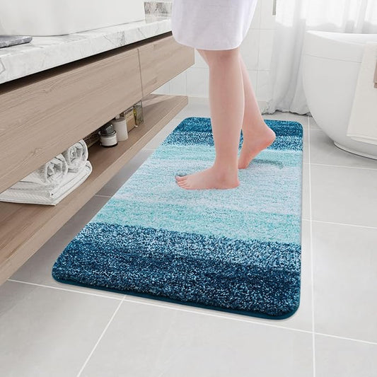 Arotive Microfiber Bathroom Rugs, Shaggy Soft and Absorbent Bath Rug, Non-Slip, Thick Plush Machine Washable Dry Bath Mats for Bathroom, Tub and Shower, 44x24, Peacock Blue, Rectangular