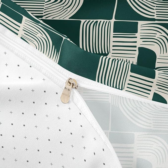 Mid Century Abstract Queen Comforter Cover For Teens Bohemian Geometric Duvet Cover Modern Aesthetics Striped Bedding Set For Kids Boys Adult Women Boho Minimalist Stripes Bed Sets With 2 Pillow Cases