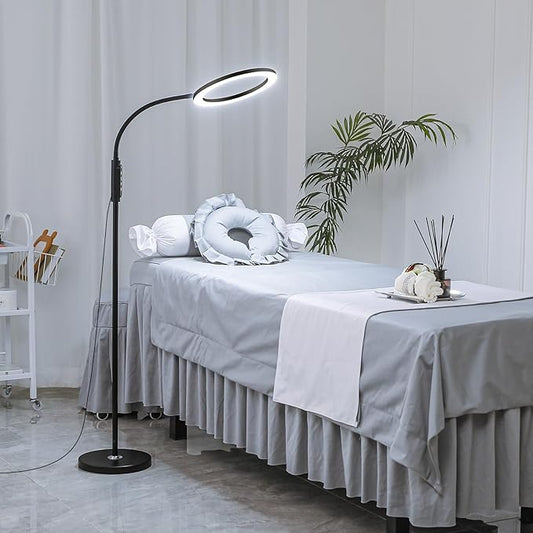 Professional LED Tattoo and Eyelash Lights - Adjustable Gooseneck Floor Lamp with Remote/Touch Control, Shadow-Free, Strobe-Free Bright Lighting for Salons, Manicures, Artists, Salons, Home Use