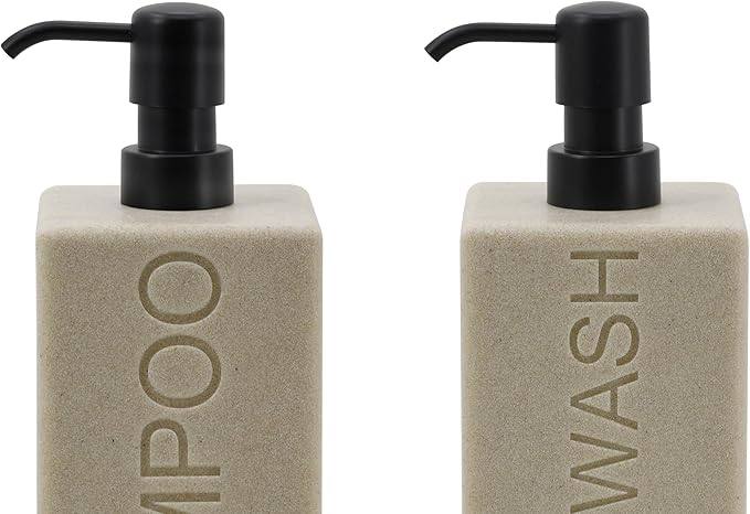 Rectangular Resin Dispenser Premium Bathroom Shampoo Conditioner Body Wash Bottle Modern Refillable Pump Design