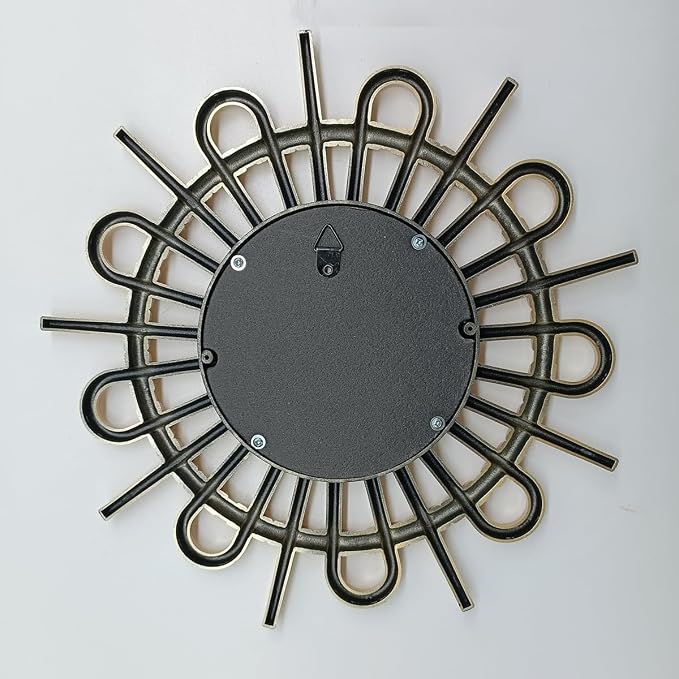 Gold Mirrors for Wall Pack of 1. Round Mirrors. Blade Shape.Decorative Mirrors.Wall Mirrors for Decor Home Decor.Plastic Frames.Glass Mirrors.Sun Gold Color.