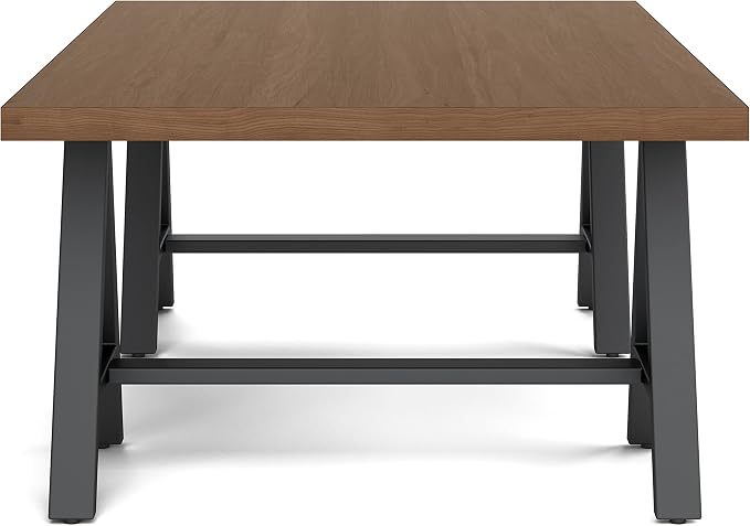 SIMPLIHOME Sawhorse 48 inch Wide Rectangle Industrial SOLID WALNUT WOOD and Metal Coffee Table in Walnut for the Living Room and Family Room
