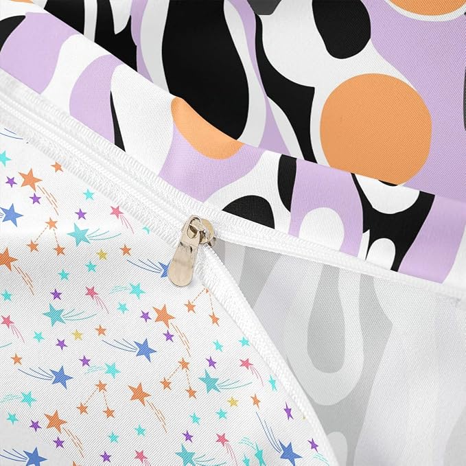 Erosebridal Mid Century Modern Abstract Duvet Cover Set Vintage Geometric King Bedding Set for Adult Men Contemporary Organic Shapes Comforter Cover Squiggle Blob Bed Sets,Lavender Peach