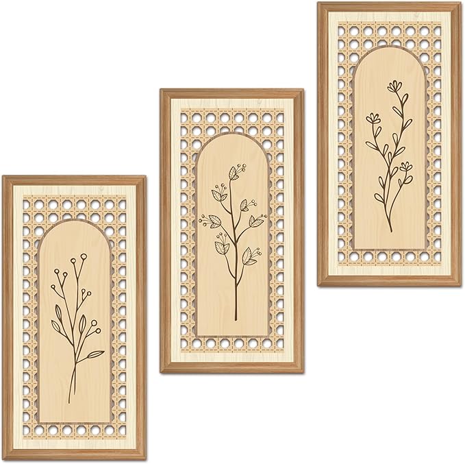 IARTTOP 3 Pcs Boho Wood Floral Arch Wall Art Nature Botanical Wood Wall Decor Bohemian Flower Artwork Minimalist Modern Wooden Hanging Decor for Farmhouse Living Room Bedroom Office 7.9 x15.8 Inch