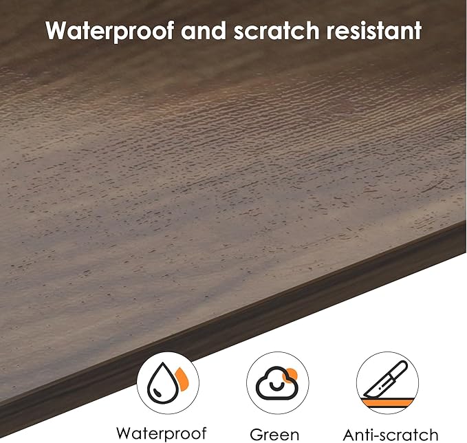 Need 63 Inch Computer Desk, Modern Simple Home Office Desk with Large Legroom, Gaming Writing Work Table for Study, Sturdy Black Metal Frame, Walnut Finish