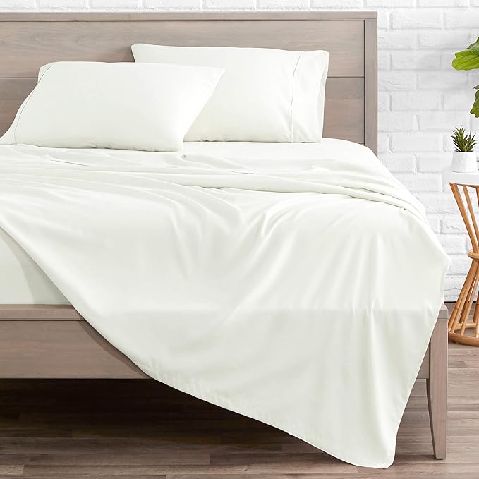 Bare Home Twin Sheet Set - 1800 Ultra-Soft Microfiber Twin Bed Sheets - Double Brushed - Deep Pockets - Easy Fit - 3 Piece Set - Bedding Sheets & Pillowcases (Twin, Cream)