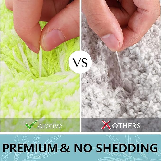 Arotive Microfiber Bathroom Rugs, Shaggy Soft and Absorbent Contour Toilet Rugs, Non-Slip, Thick Plush Machine Washable Dry Bath Mats for Toilet Base, 30x20, Light Green, Rectangular