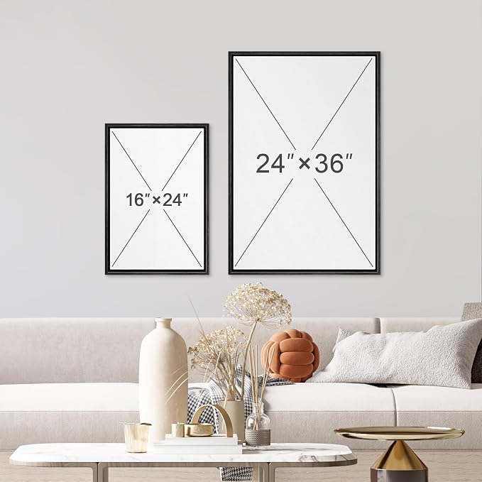 wall26 Framed Canvas Print Wall Art Set Colorful Flower Market Exhibition Prints Nature Wilderness Illustrations Modern Art Decorative Floral Botanical Minimal Calm for Bedroom - 24"x36"x3 Black