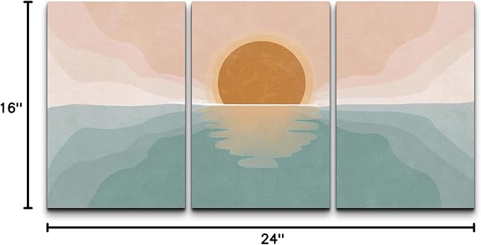 wall26 Canvas Print Wall Art Set Pastel Mountain Range Forest Dawn Abstract Nature Illustrations Modern Art Nordic Decorative Wilderness Zen Minimal Boho for Living Room, Bedroom, Office - 16"x24"x3