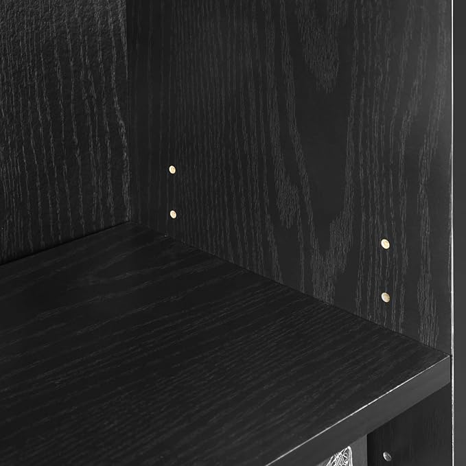 Furinno Jaya Book Shelf Set of 2, 5-Tier Bookshelf, Bookcase, with Adjustable Shelf, 9.5 x 24.5 x 71, for Home Office, Living Room, Black