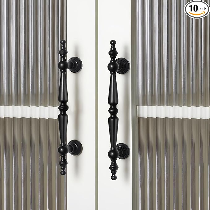 Shimeyao 10 Pack Antique Matte Black Cabinet Pulls 3-3/4"(96 mm) Hole Center Vintage Cabinet Pulls Handles Drawer Handles Closet for Kitchen Bathroom Drawer Dresser Pull Hardware Hole Center