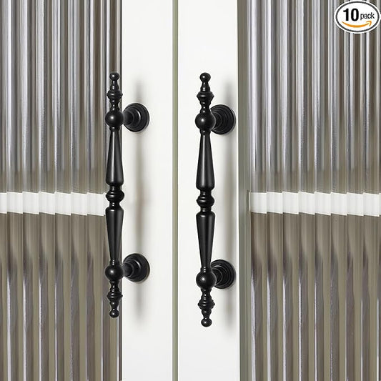 Shimeyao 10 Pack Antique Matte Black Cabinet Pulls 3-3/4"(96 mm) Hole Center Vintage Cabinet Pulls Handles Drawer Handles Closet for Kitchen Bathroom Drawer Dresser Pull Hardware Hole Center