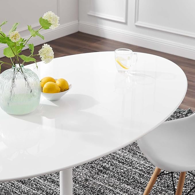Lippa 60" Oval Wood Top Dining Table - White