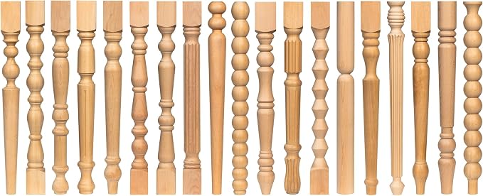 Beech Wood Modern Farmhouse Table Leg – Hanmade Turned Design – Unfinished Spindle Legs for DIY Furniture, Coffee Tables, Desks & Kitchen Islands (36 Inch / 90 cm)