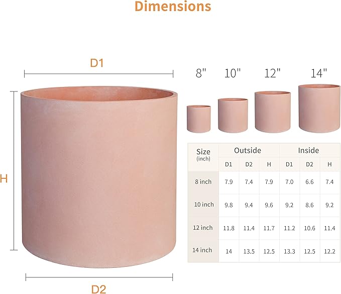 FaithLand Plant Pot 12 inch - Perfectly Fits Mid-Century Modern Plant Stand - Drainage Plug and Drainage Mesh Screen - Terracotta Color