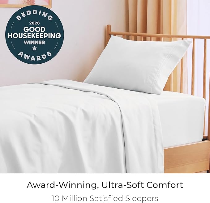 Mellanni Twin XL Sheets Set - 3 PC Iconic Collection Bedding - Hotel Luxury, Extra Soft, Cooling Bed Sheets - Wrinkle, Fade, Stain Resistant (Twin Extra Long, White)