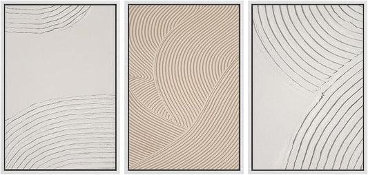 SIGNWIN Framed Canvas Print Wall Art Set Geometric Pastel Spiral Circles Shapes Abstract Illustrations Modern Art Decorative Nordic Chic Calm/Zen for Living Room, Bedroom, Office - 24"x36"x3 White