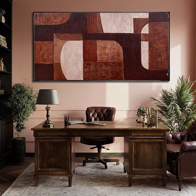 SOUGUAN Neutral Wall Art Abstract Canvas Print Brown and White Wall Decor 29"x58" Decorations for Bedroom Artwork for Living Room